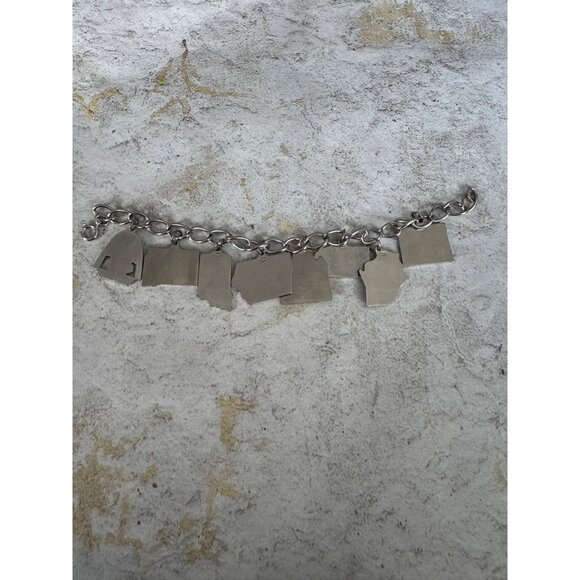 Sterling Silver Midwest States Travel Enamel Charm Bracelet - Picture 6 of 7